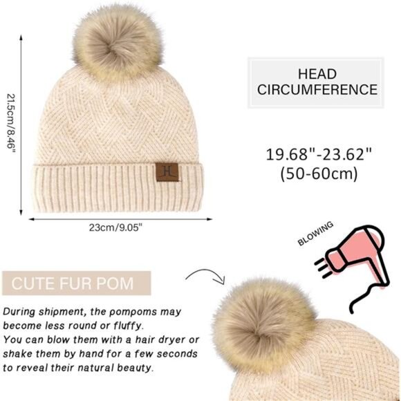 Women's Winter Knit Beanie Hat Long Scarf Touchscreen Gloves Set - Picture 5 of 5